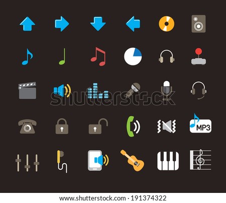 music icon set - simple color