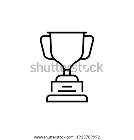 Golden trophy icon. Victory vector illustration. Isolated contour of triumph on white background. Editable stroke Royalty-Free Stock Photo #1913789992