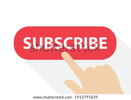 finger touching red subscribe button- vector illustration