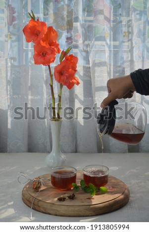 Tea decoration. Still life photography. 