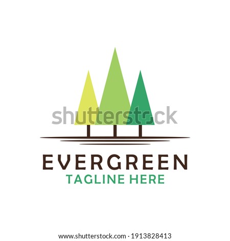 Evergreen, Pines, Spruce, Cedar trees logo design vector