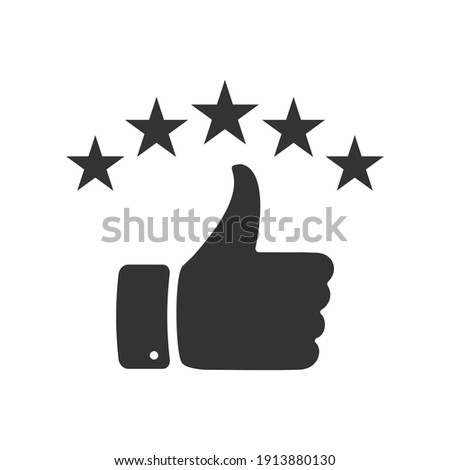hand with thumb up and stars rating icon  Royalty-Free Stock Photo #1913880130
