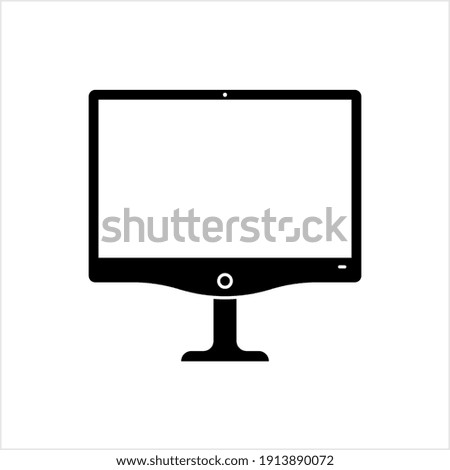 Computer Monitor Icon, Computer Pictorial Form Visual Display Output Device, Display Device Vector Art Illustration