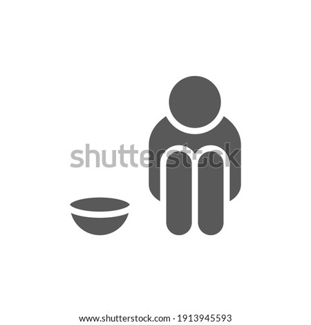 Poverty glyph icon. Simple solid style. Homless, beggar, hunger and poor concept. Vector illustration on white background. EPS 10