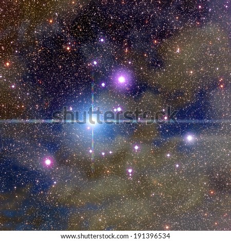 Milky Way nebulosity around hundreds of thousands stars in deep space. 
