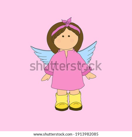 Sweet and Cute angel gir. Little princess. Fairy girl looks beatiful. Premium Vector.