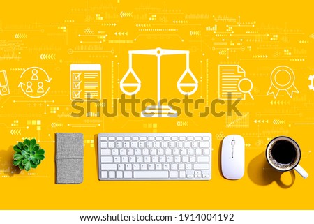 Legal advice service concept with a computer keyboard and a mouse