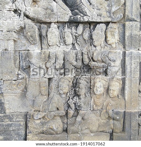 Borobudur temple, Indonesia. one of the oldest monuments in Indonesia.  This is a photo of a wall in Borobudur temple