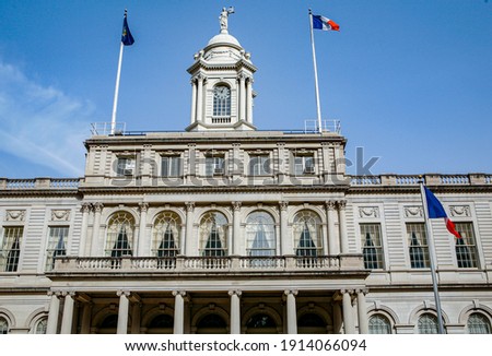 New York City Hall in Lower Manhattan Royalty-Free Stock Photo #1914066094