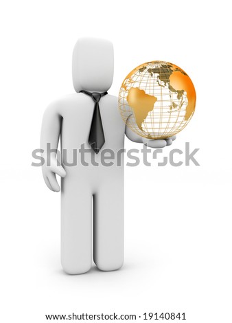The businessman holds globe