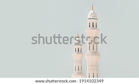 Minaret of Hazrat Sultan Mosque. Islamic background mosque. Mosque design in Islamic religious architectural traditions. Creative abstract photography Royalty-Free Stock Photo #1914102349