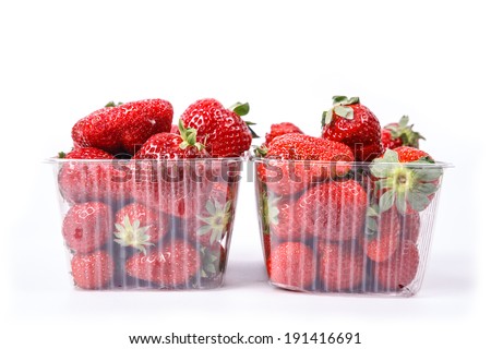 Stock Photo Image Boxes of fresh ripe strawberries