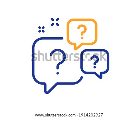 Question bubbles line icon. Ask help sign. Faq questionnaire symbol. Quality design element. Line style question bubbles icon. Editable stroke. Vector Royalty-Free Stock Photo #1914202927
