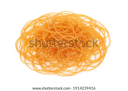 stack of brown rubber bands isolated on white background