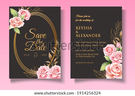Hand drawing floral wedding invitation template with beautiful flowers