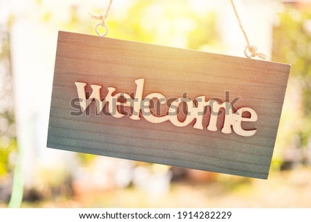 Welcome sign Invitation concept with nature background