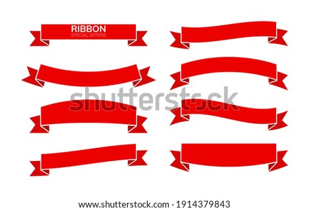 Red bow ribbons flat style icon symbol isolated on white background vector illustration. Royalty-Free Stock Photo #1914379843