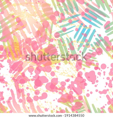 Blots Seamless Pattern. Fashion Concept. Distress Print. Pink, Mint Illustration. Camo Surface Textile. Ink Stains. Spray Paint. Splash Blots. Artistic Creative Vector Background.