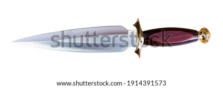 Wounded knife on white background closeup