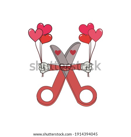 
Valentine Kawaii scissor Fill Lines
