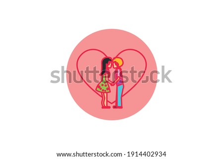 Valentine Icon Kiss Line Color