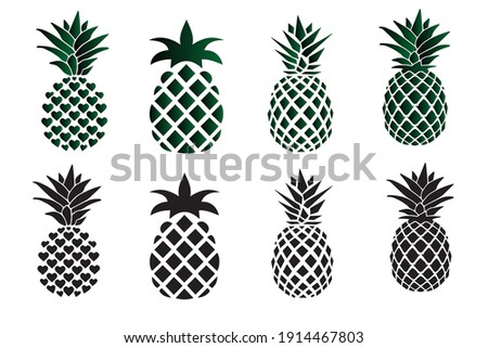 collection of pineapple tropical fruits isolated on white background Royalty-Free Stock Photo #1914467803