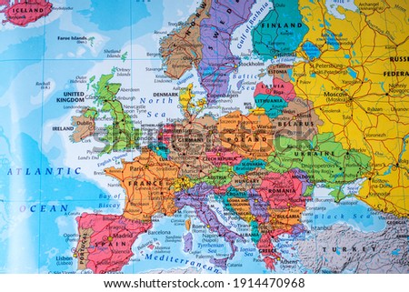 High detailed political map of Europe Royalty-Free Stock Photo #1914470968