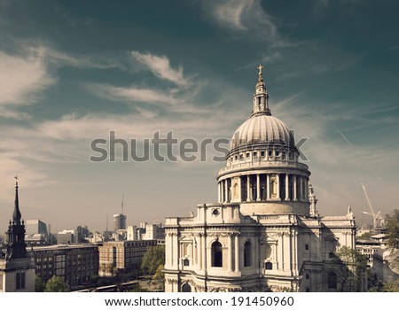 St. Paul's Cathedral in London, tinted image, text space