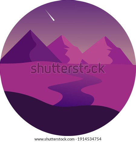 Purple landscape, illustration, vector on a white background.