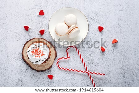 Flat lay romantic photography on natural background. Cute romantic greeting card template. 