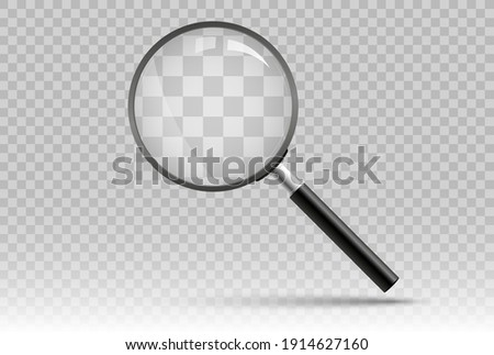 Search icon vector. Magnifying glass with Transparent Background. Magnifier, big tool instrument. Magnifier loupe search. Business Analysis symbol Royalty-Free Stock Photo #1914627160