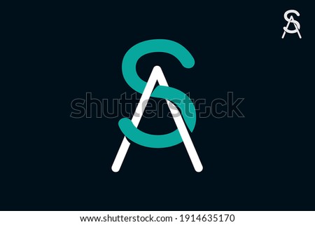 Letters SA or AS logo, abstract minimalism light logo design 
