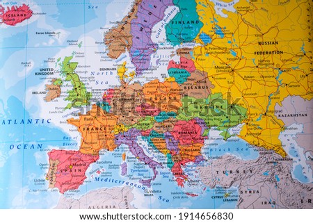 High detailed political map of Europe Royalty-Free Stock Photo #1914656830