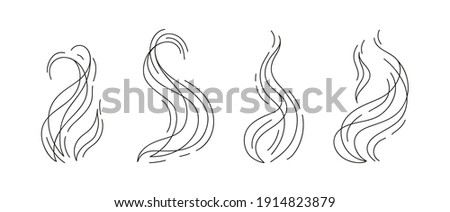 Smoke or Aroma Steam Line Icons Set. Smell Wave Line Symbols. Fume Vector illustration
