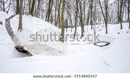 spa park in the city of Jastrzębie Zdrój in Silesia, Poland in winter