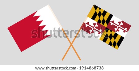 Crossed flags of Bahrain and the State of Maryland