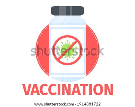 Coronavirus vaccine vial. Vaccination against Covid-19. Middle East Respiratory Syndrome. Vector illustration Royalty-Free Stock Photo #1914881722
