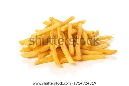 pile of french fries on a white background Royalty-Free Stock Photo #1914924319