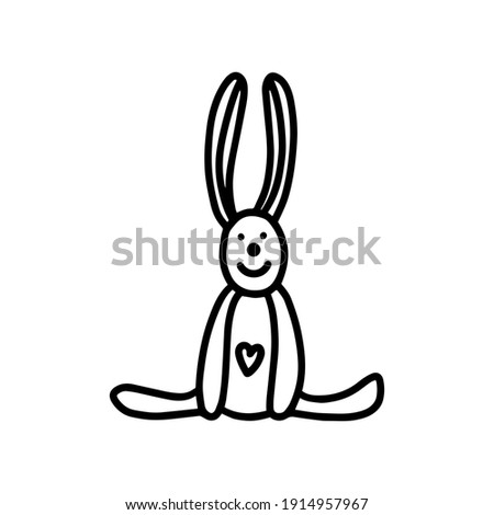 The Easter bunny. Big-eared Easter rabbit.Hand-drawn vector illustration in the doodle style.  Design for Easter