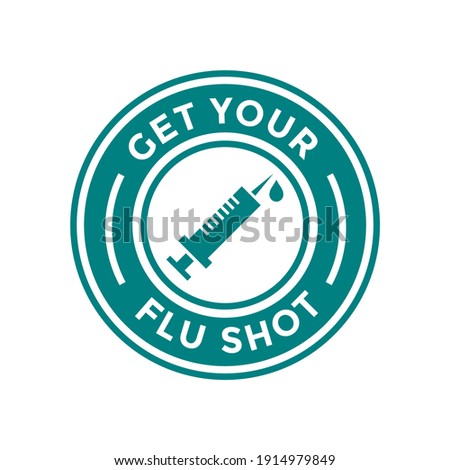 Get your flu shot vector badge or label. This design use injection symbol. Suitable for immunization. Royalty-Free Stock Photo #1914979849
