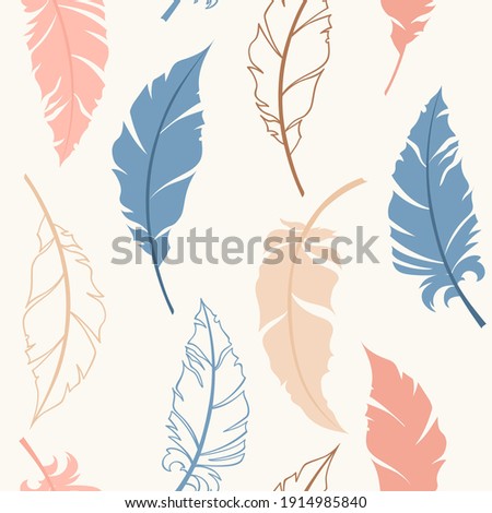 Seamless feather pattern in scandinavian style