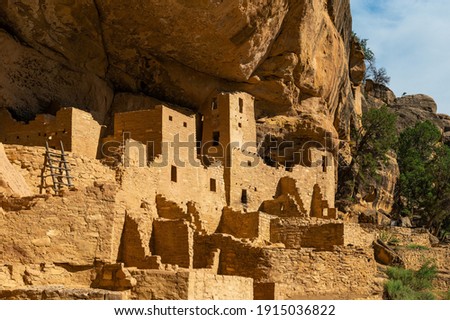Cliff Palace architecture of the Pueblo civilization, Mesa Verde national park, Colorado, United States of America (USA). Royalty-Free Stock Photo #1915036822