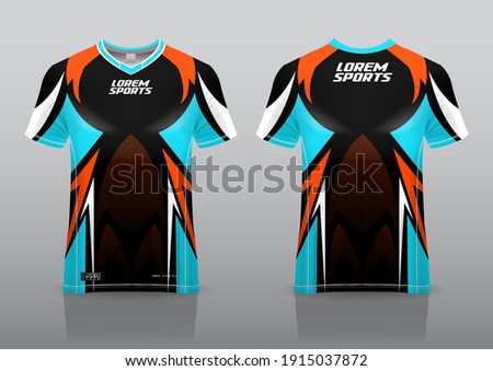 jersey esport design for gaming,
uniform in front view back view. Shirt mock up Vector,
design premium  and easy to custom