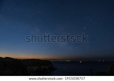 Milky Way and Scorpio in the spring night sky before dawn 