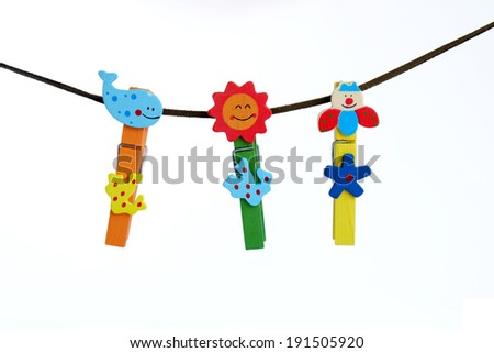 color wood animal clip on white background