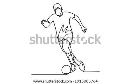Continue line of soccer player Royalty-Free Stock Photo #1915085764