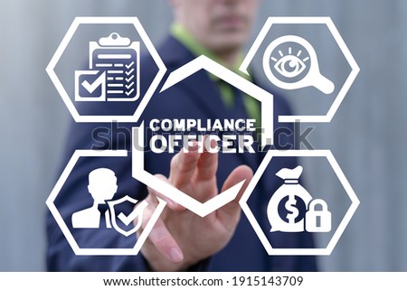 Business concept of compliance officer. Data protection standards compliant. Royalty-Free Stock Photo #1915143709