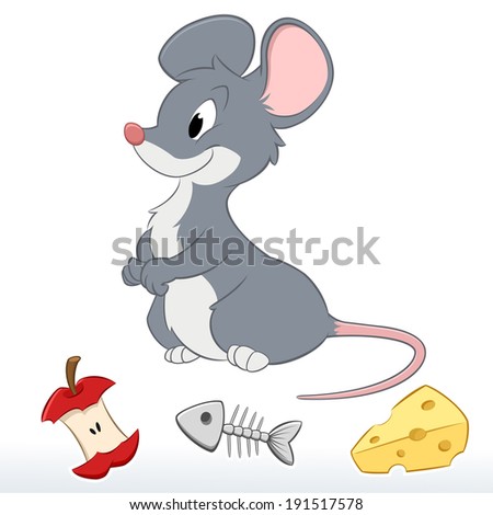Vector illustration of a cute cartoon mouse. Grouped and layered for easy editing