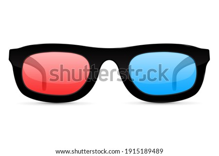 3d movie glasses. Colored spectacles for movie theater. 3d illustration isolated on white background. Raster version