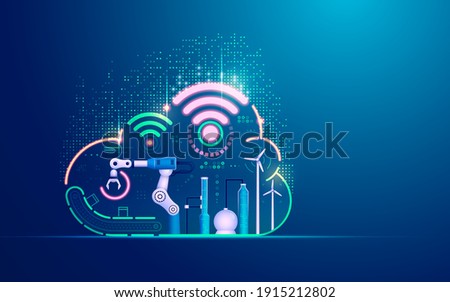 concept of industry 4.0 technology, automation system with cloud computing Royalty-Free Stock Photo #1915212802